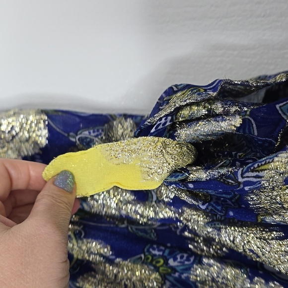 Miss june blue royal dress with gold metalic - Picture 5 of 12